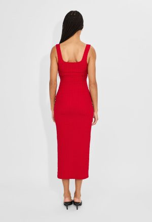 Square Neck Puckered Tank Dress