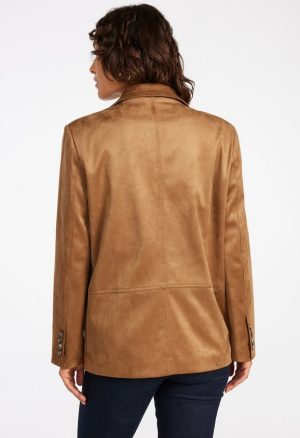 Faux Suede Double Breasted Blazer