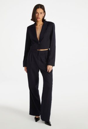 Cropped Pinstripe Blazer