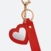 Emma Faux Leather Key Ring With Heart Mirror Charm