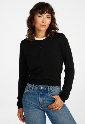 Cropped Fine Knit Cardigan