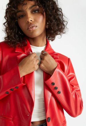 Faux Leather Blazer