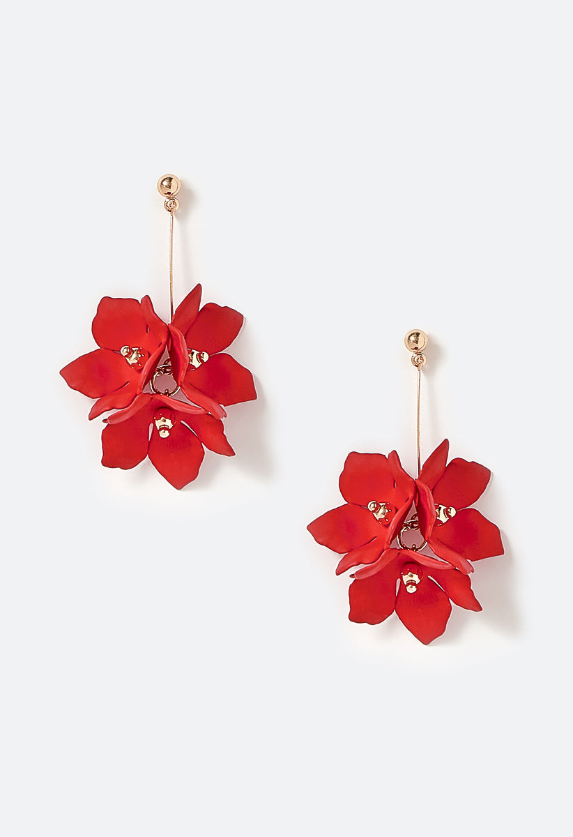 Xyla Color Coated Petals Flowers Drop Earrings