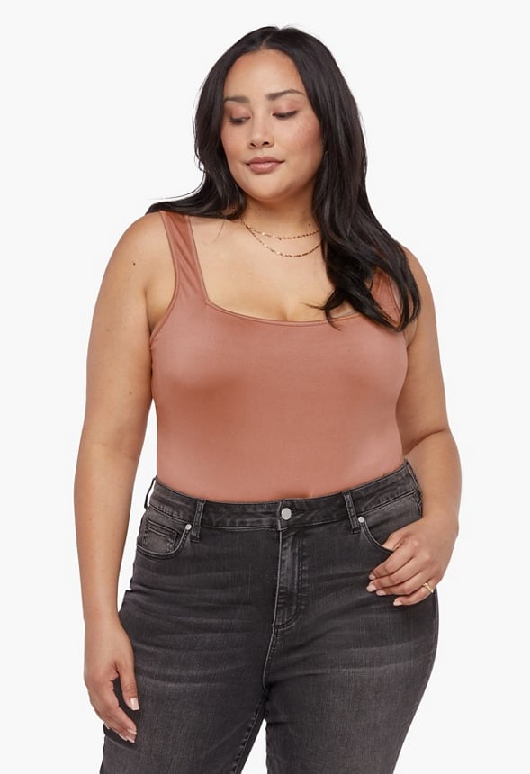 Plus Size Square Neck Sleeveless Bodysuit