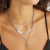 Alba 3 Row Celestial Motif And Glass Cupchain Necklace