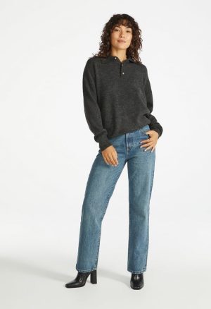 Relaxed Polo Henley Sweater