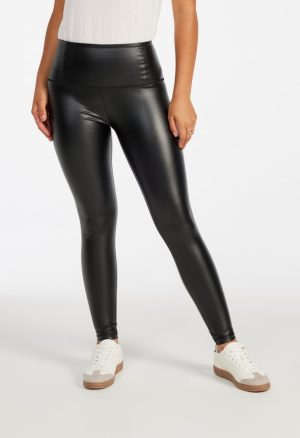Tummy Tamer Faux Leather Ankle Legging