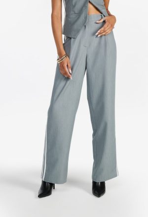 Tailored Mid Rise Racer Wide Leg Trousers