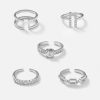 5-Piece Rae Ring Set With Glass Stone And Metal Mix Bands