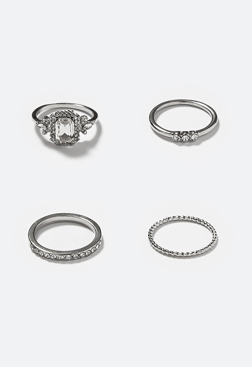 Noeme Ornate Glass Stone Ring Stack