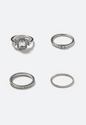 Noeme Ornate Glass Stone Ring Stack