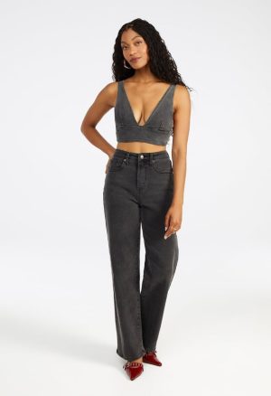 Ultra High Rise Straight Leg Denim Jeans