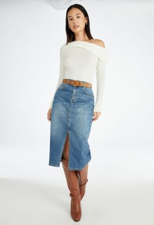 Evan Denim Midi Skirt