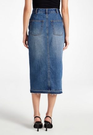 Chandler Crossover Denim Midi Skirt