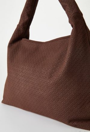 Woven Faux Suede Hobo Bag