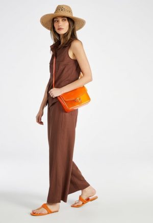 Sleeveless Linen Utility Shirt